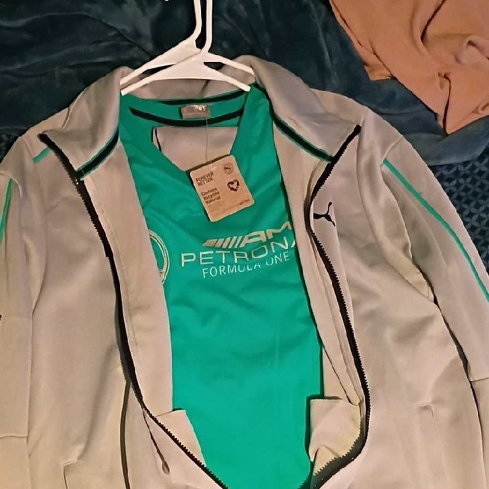 Puma Gray and Teal Racing Jacket